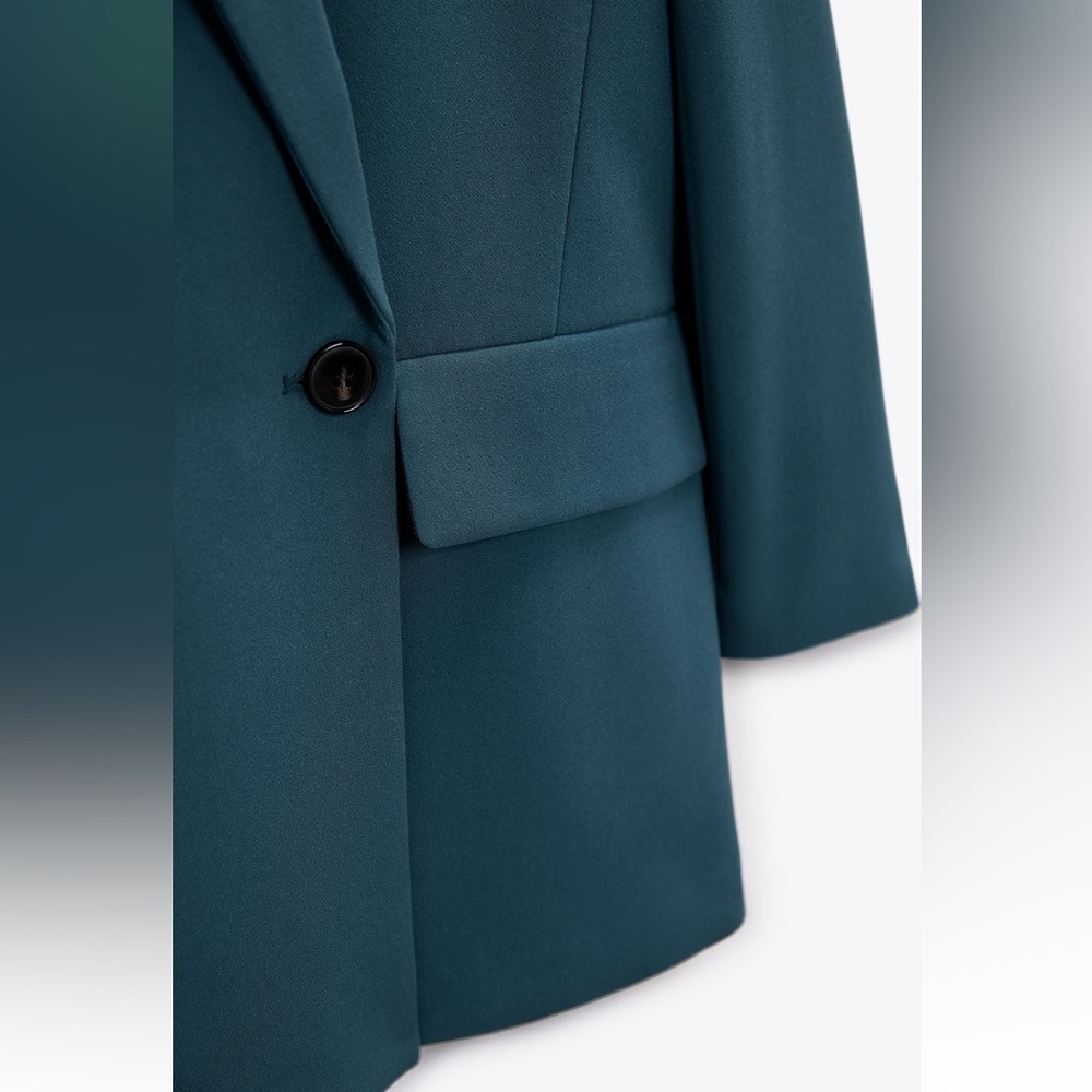 Zara FLOWY LONG BLAZER. Indigo Color. Size XS. New with Tags. - Picture 7 of 10